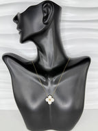 14K Solid Gold Clover Pendant Necklace with Diamond Accents