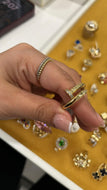 10k Elegant Open Band Gold Ring with Pavé Stones