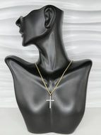 14K Solid Gold Diamond Cross Pendant Necklace