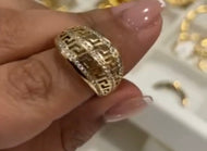 14k Luxury Gold Greek Key Ring – Timeless Statement Design
