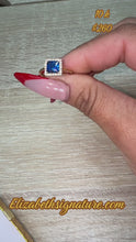 Load and play video in Gallery viewer, 10K Gold Blue Square Halo Ring
